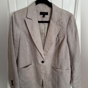 Talbots Linen Blazer Size 10 Neutral Beige Single Button
